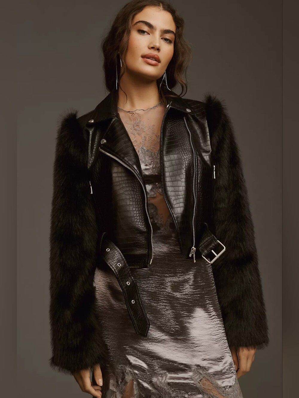 NWOT Avec Les Filles Textured Faux Leather Biker Jacket Size XL